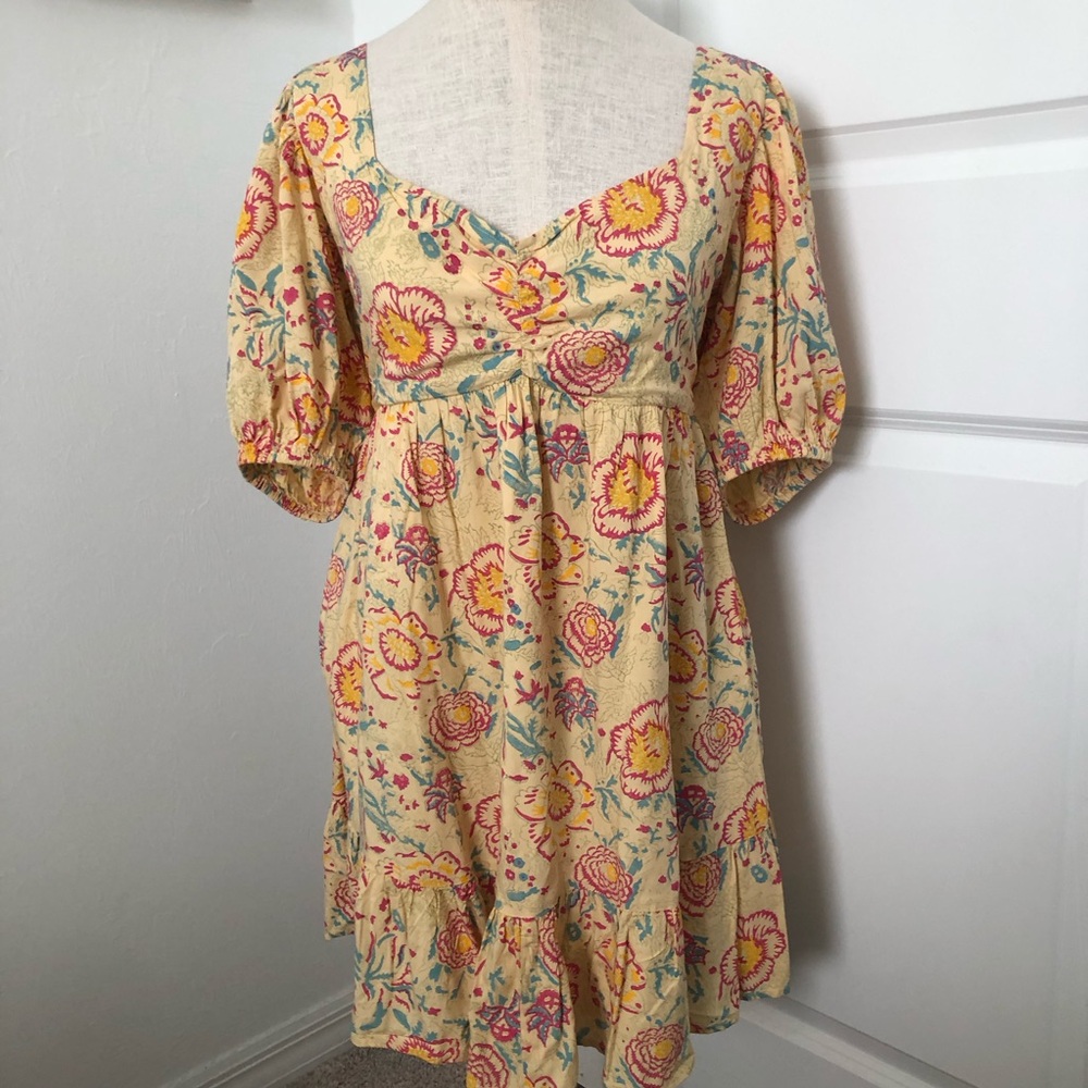 Shore Floral Yellow Tie Back Dress